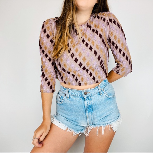 Free People Tops - Free People textured diamond retro style top